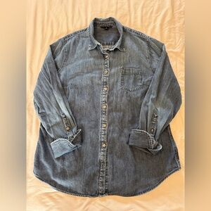 Lands' End Dark Blue Denim Shirt size XL long sleeved